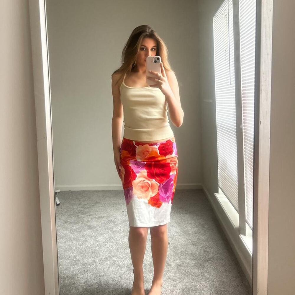 Vintage Y2K floral pattern chic euro summer midi skirt
